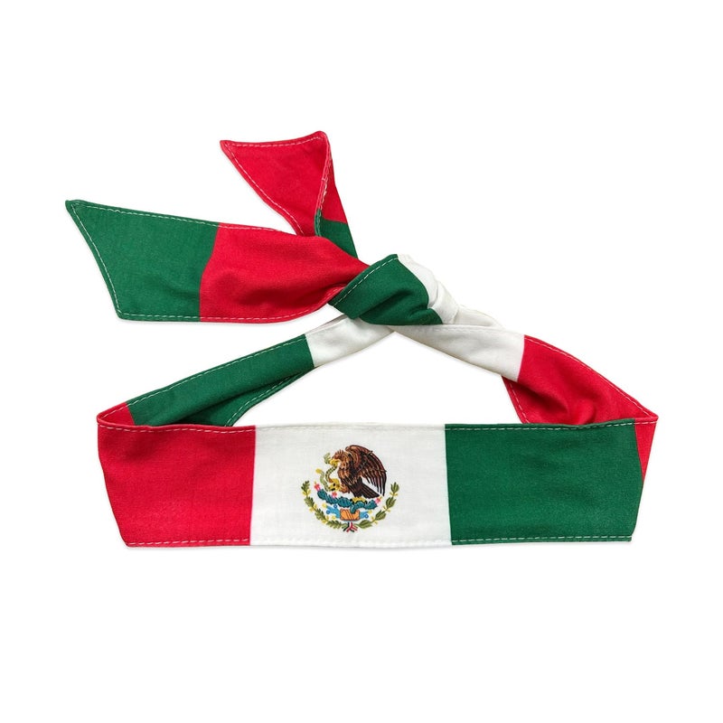 hhdatc Mexican Country Flag Tie Headband with National Flag,Banadan Mexico Headband for Men Soccer, Tennis, Workout, Costume - Image 1
